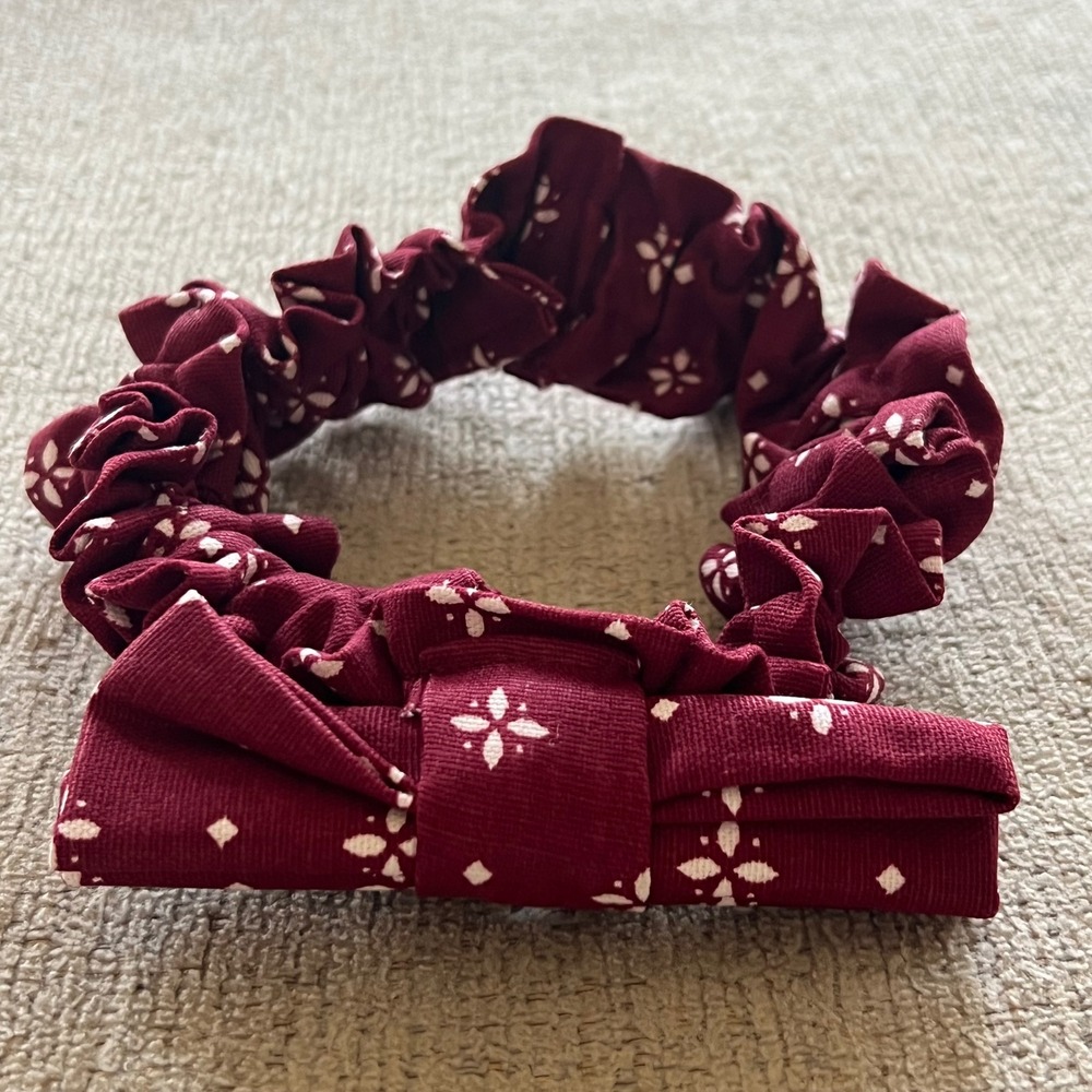 Longaberger Vintage Fabric Basket Garter w/Bow Traditional Red Small‎